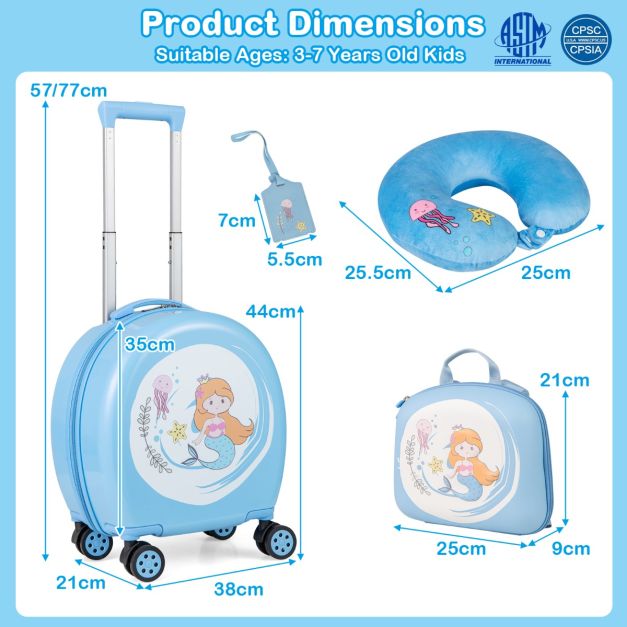 4-Piece Kids Luggage Suitcase Set with 35 cm Spinner