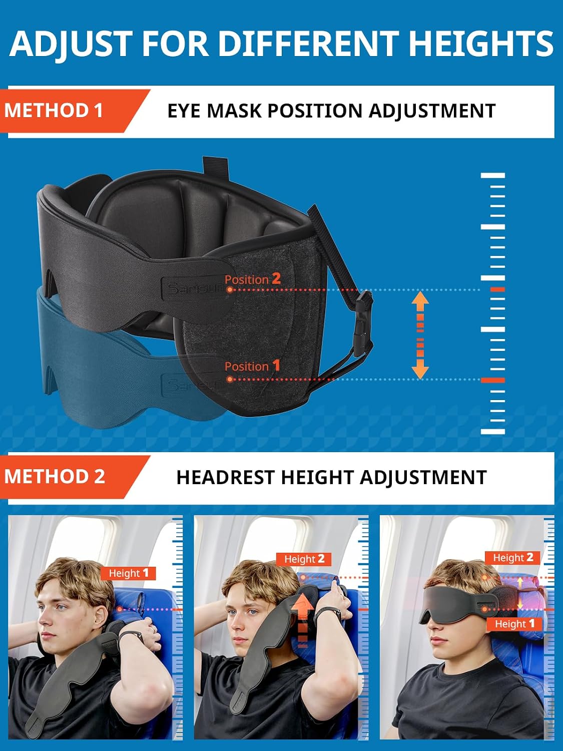 Airplane Travel Pillow with 3D Eye Mask