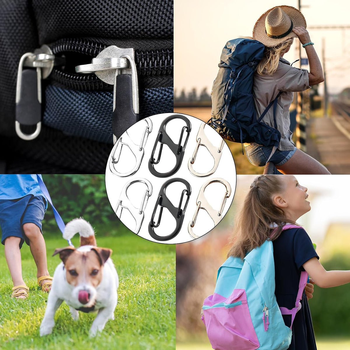 Anti-Theft Zipper Clip Locks with Carabiner – 6
