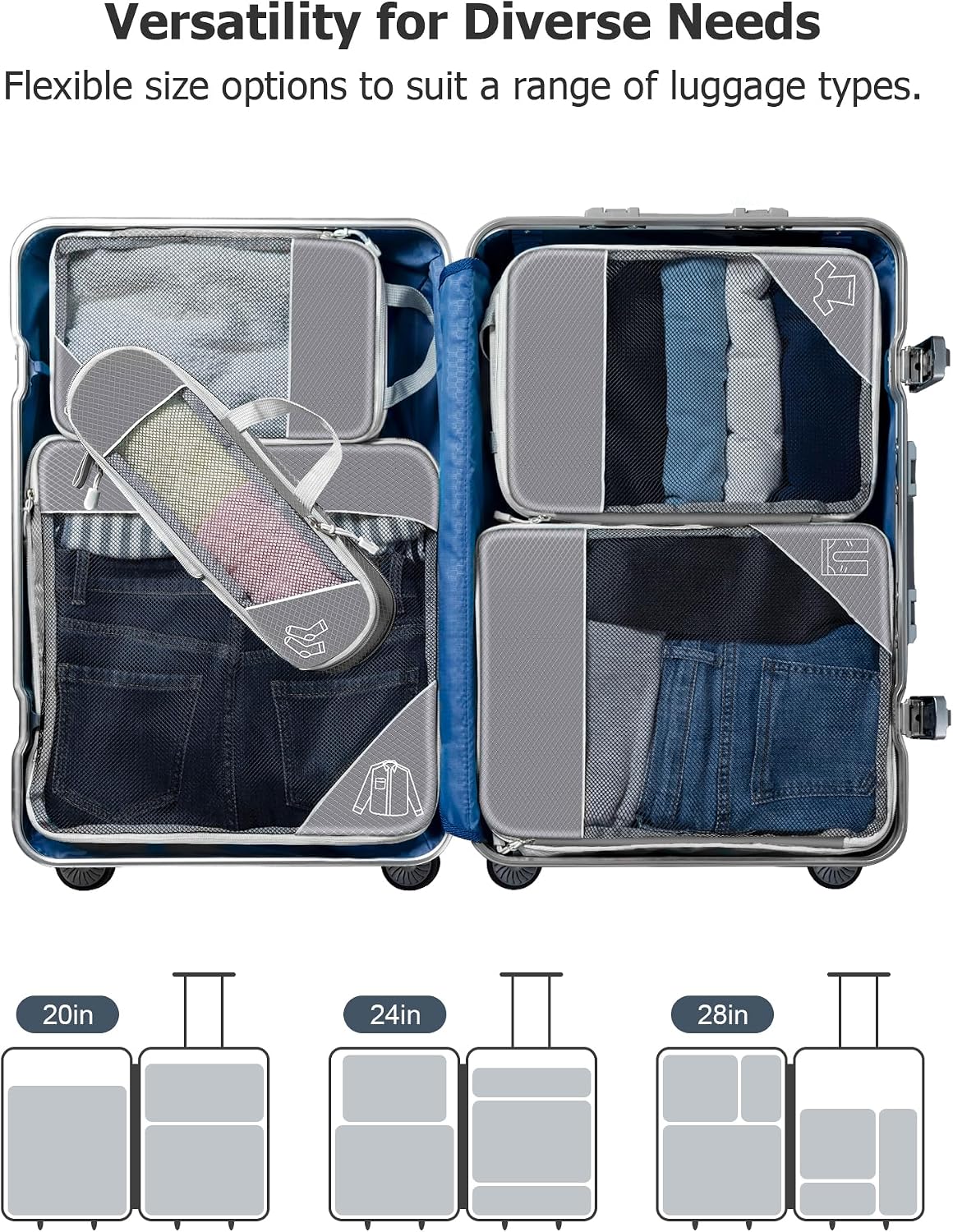 Compression Packing Cubes – 11 Piece Set (Grey)