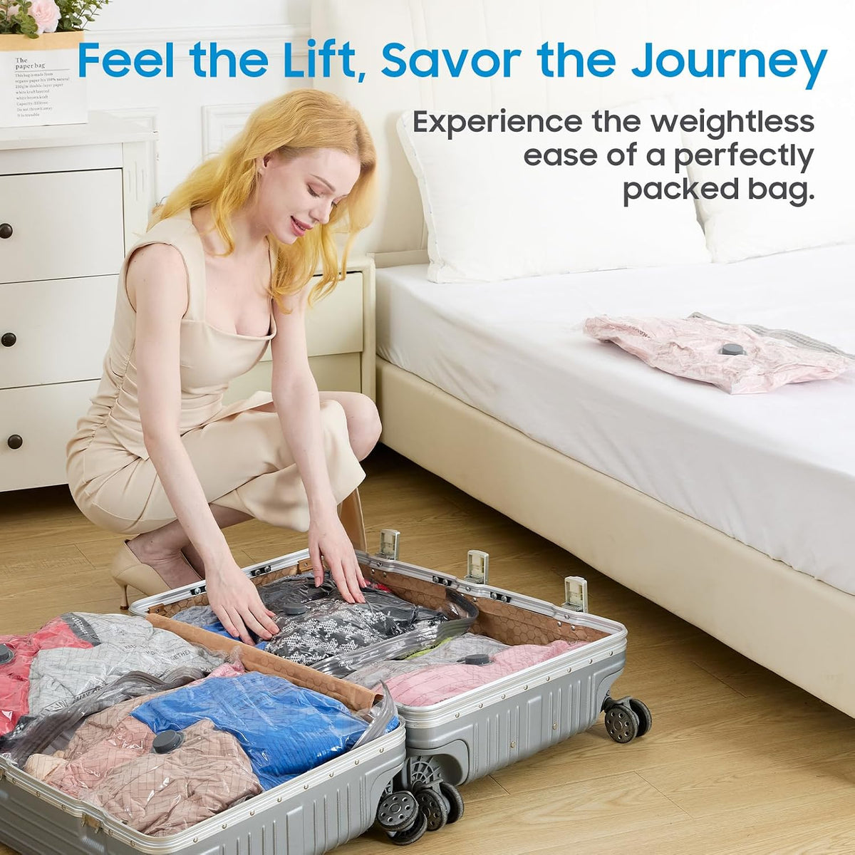 Travel Vacuum Storage Bags with Wireless Pump – 15 Pack