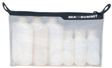 Sea to Summit TPU clear zip top pouch with leakproof bottles
