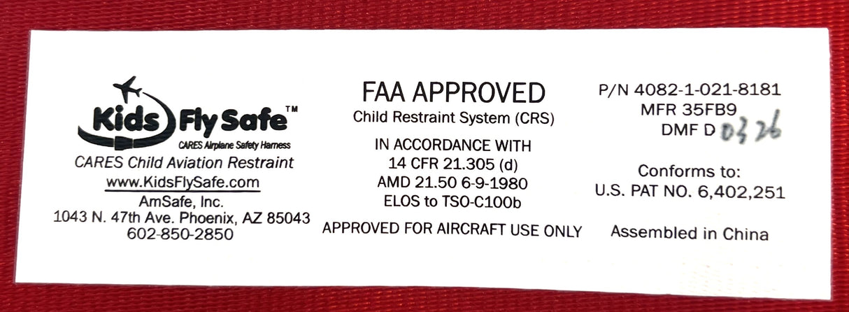 CARES Child Aviation Restraint System — FAA & CASA Approved Toddler Airplane Harness