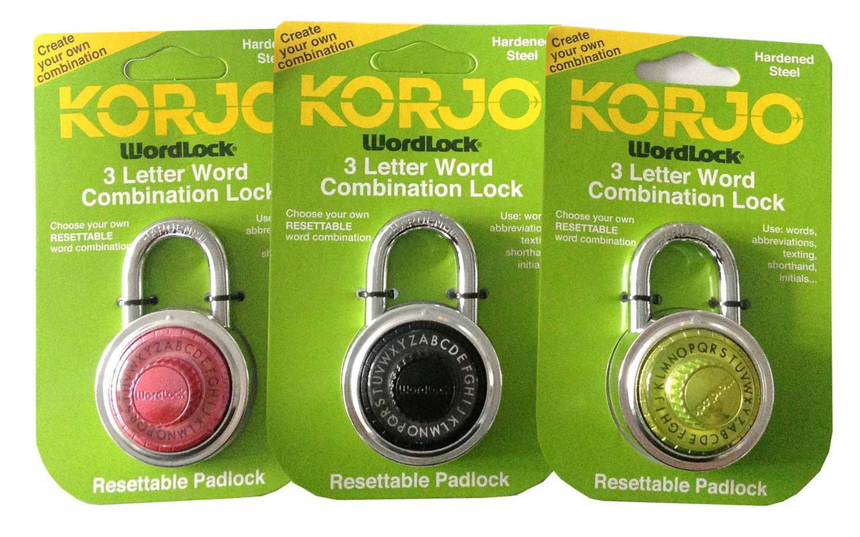 Korjo Wordlock 3-Letter Combination Lock – Secure Your Belongings with Ease