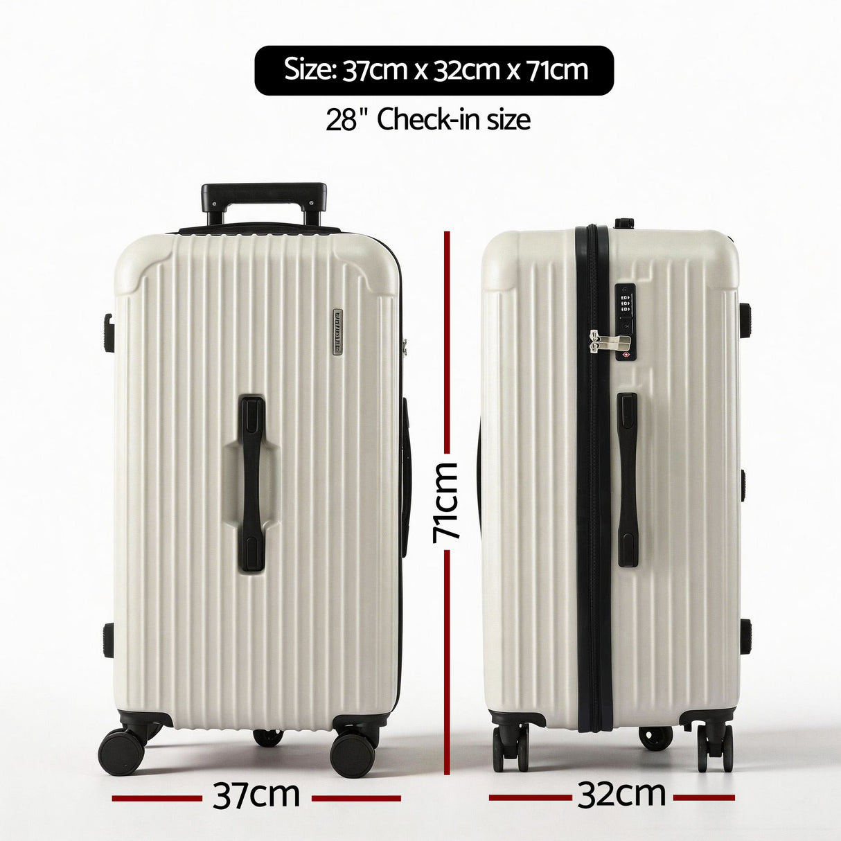 Wanderlite 28" Trunk Luggage Suitcase Travel 5 Wheels Type-C Port TSA Smoky White