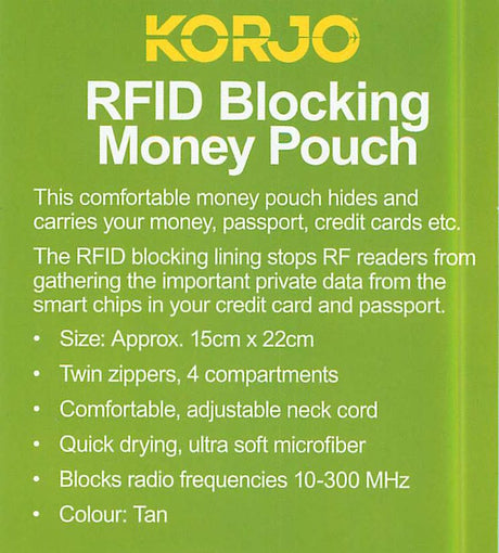 Korjo RFID-blocking neck pouch