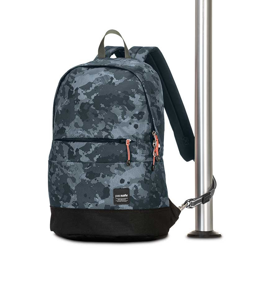 Pacsafe Slingsafe LX300 backpack grey camo pole