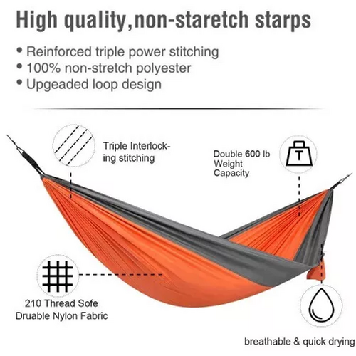 Outdoor Camping Hammock Lightweight 260x140cm Portable Travel Orange