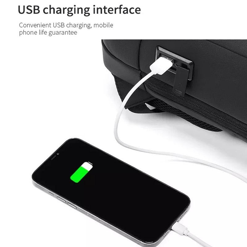 Large Capacity Waterproof Laptop Backpack with Usb Port for Business Travel - Light Grey