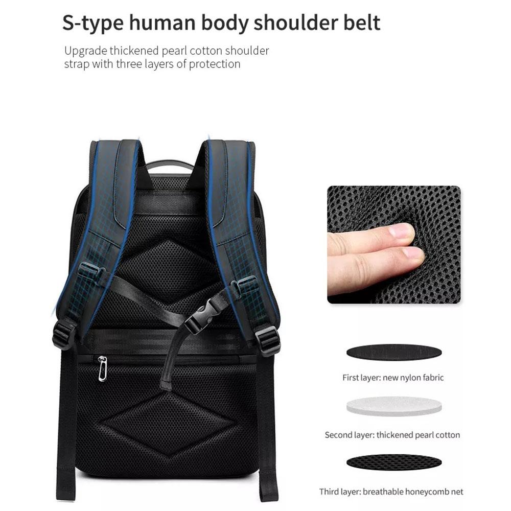 Large Capacity Waterproof Laptop Backpack with Usb Port for Business Travel - Light Grey