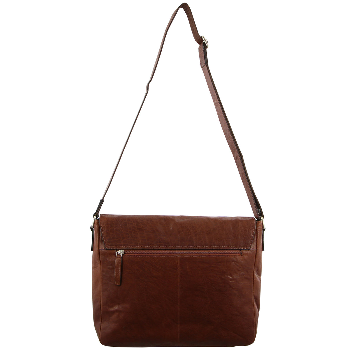 Pierre Cardin Rustic Leather Bag 15" Laptop Computer Messenger Business Travel - Chestnut