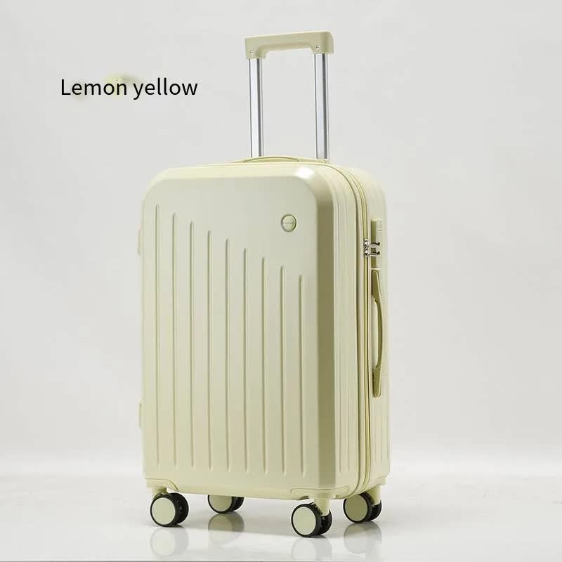 Smart Carry-On Luggage with Cup Holder & USB Charging Port - Yellow Color Spinner Suitcase for Travel Convenience 20 inch