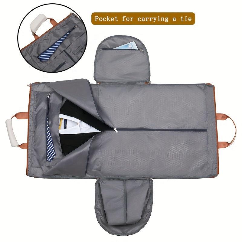 Convertible Travel Garment Bag Large Duffel Suit Carrier with Shoe Compartment & Hidden Backpack Straps Waterproof Blue