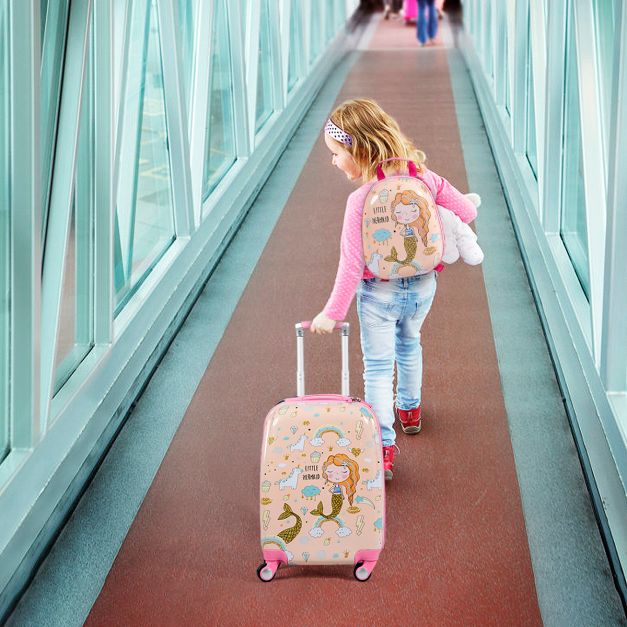 2 Pieces Kids Luggage Set with Handles and Spinner Wheels