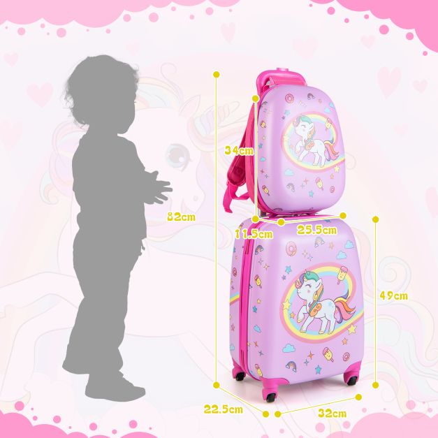 2 Pieces Kids Luggage Set with Handles and Spinner Wheels