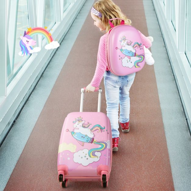 2 Pieces Kids Luggage Set with Handles and Spinner Wheels