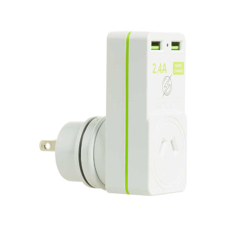 Korjo 2 port USB charger and adaptor Australia and NZ to Japan