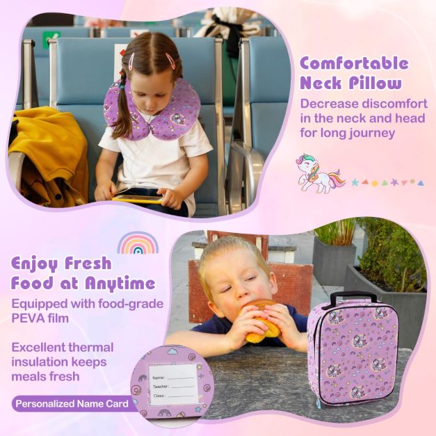 5 In 1 Kids Luggage Set with Backpack and Neck Pillow