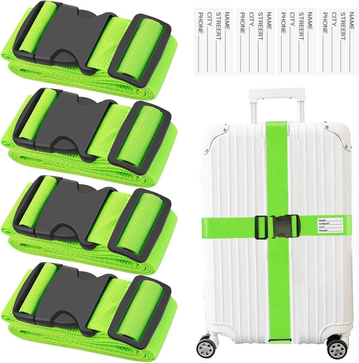 4 Pack Adjustable Luggage Strap with Combination Lock – 200cm