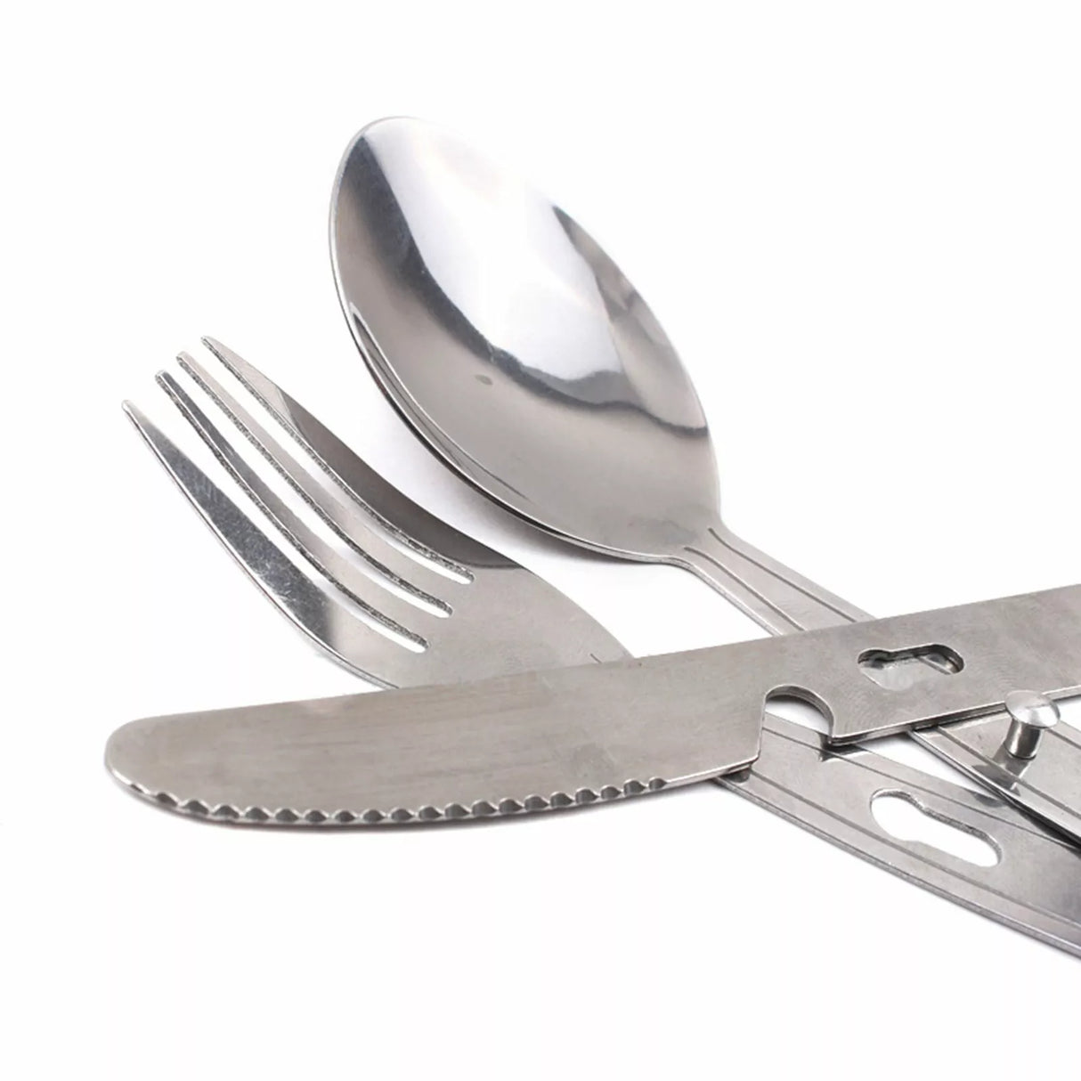 3-Piece Stainless Steel Foldable Cutlery Set – Compact & Travel-Ready