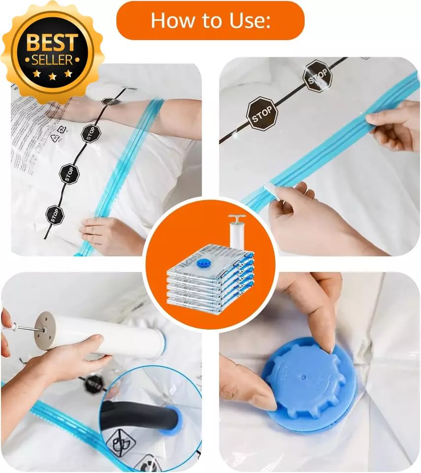 Medium 5 Pack Reusable Vacuum Storage Bag