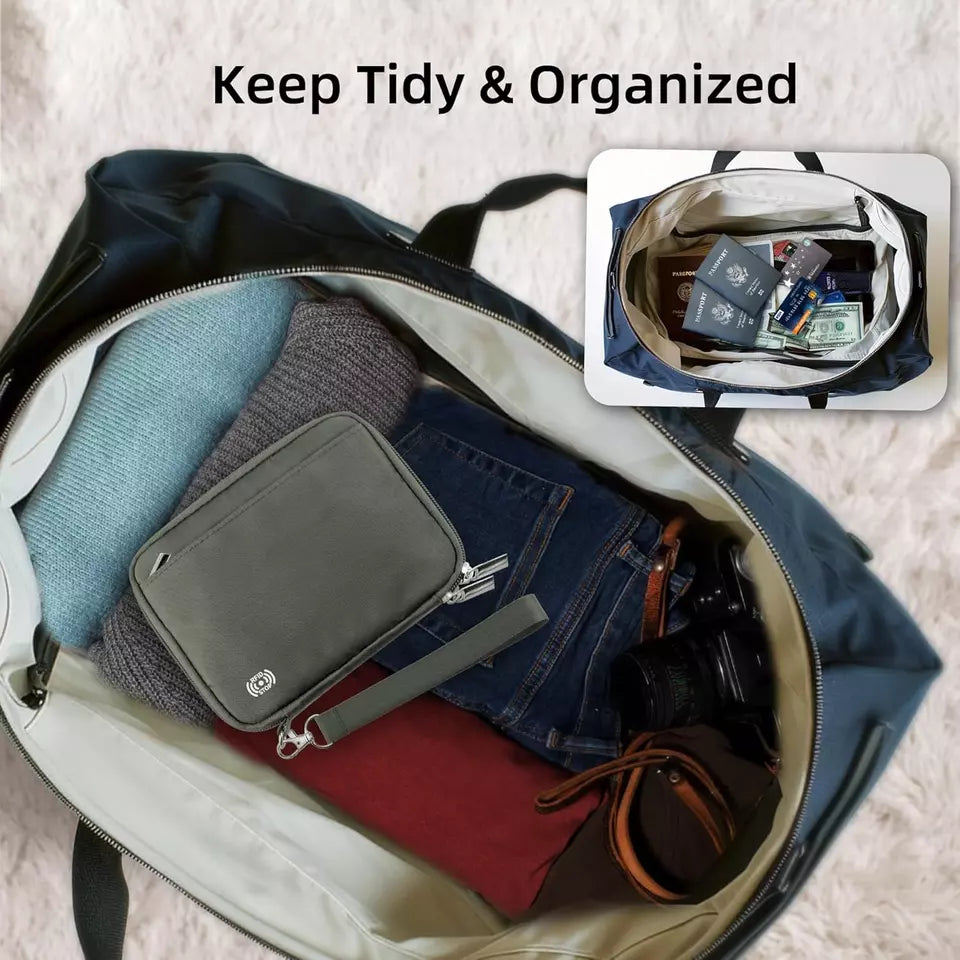 RFID Blocking Travel Wallet & Passport Holder for Family of 4 – Includes Wrist Strap