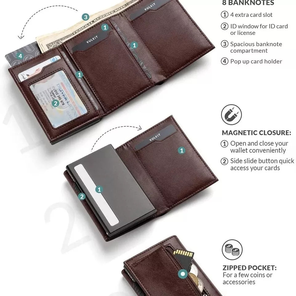 Foldable Pop Up Card Wallet Holder - RFID Blocking, Magnetic Closure