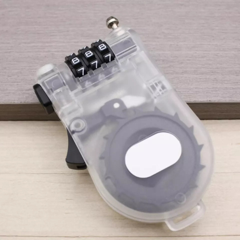 3 Digit Cable Lock Retractable Steel Cable Lock