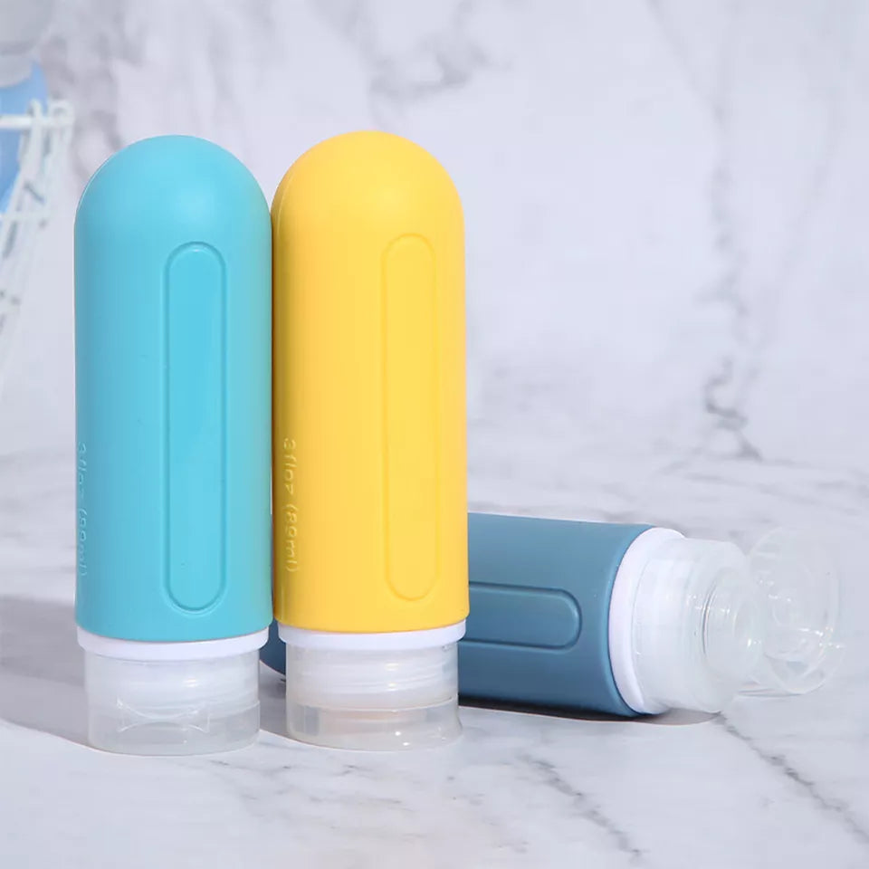4x Travel Bottles 90ml Silicone Travel Squeeze Bottles Toiletries Container Sets