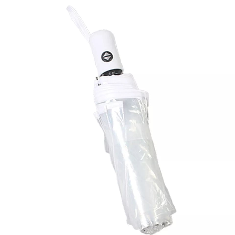 Transparent Folding Umbrella Clear Travel Compact Rain Protection Gear