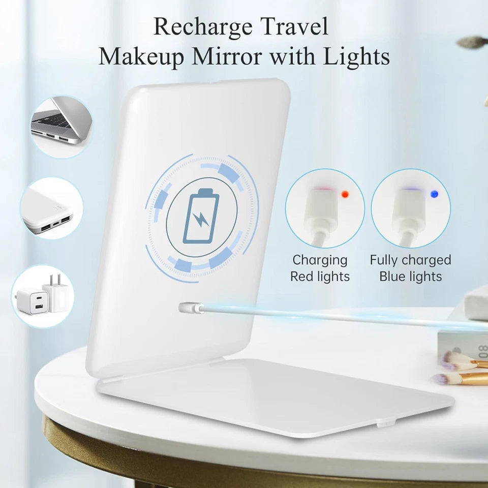 Rechargeable Travel Makeup Mirror with 72 LED Lights & 3 Light Modes