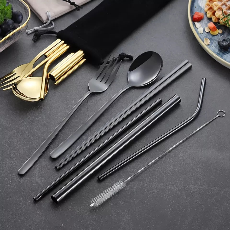 9pcs Premium Stainless Steel Cutlery Travel