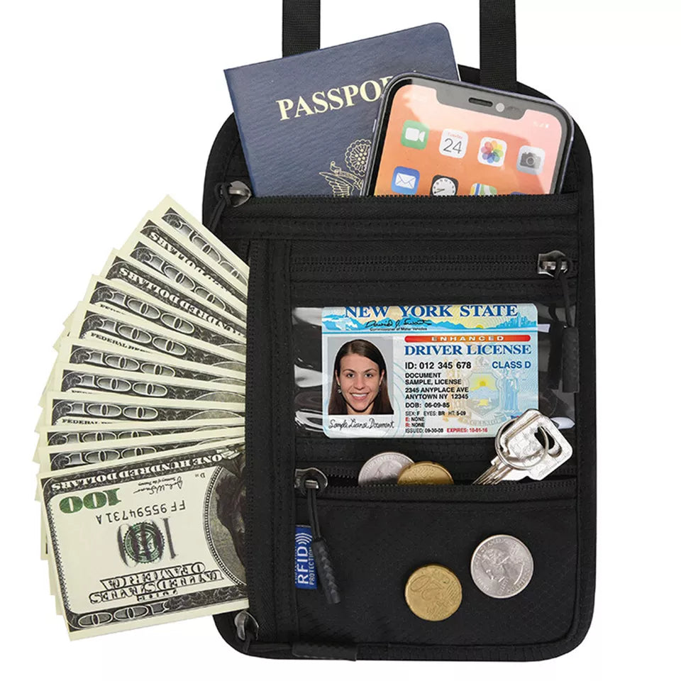 RFID Blocking Security Travel Pouch Wallet