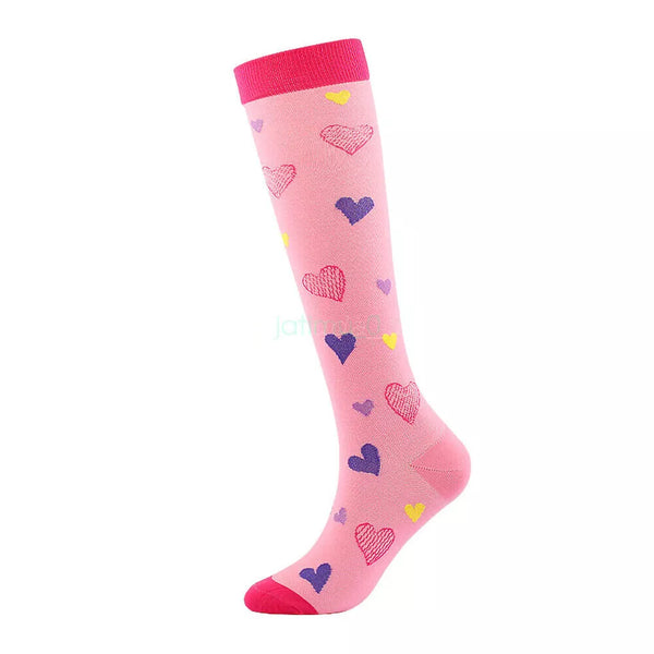 Pink Heart Unisex Compression Medical Socks