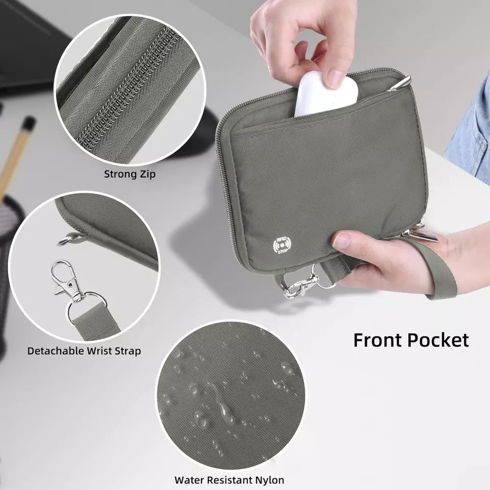 RFID Blocking Travel Wallet & Passport Holder for Family of 4 – Includes Wrist Strap