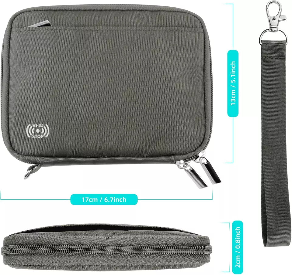 RFID Blocking Travel Wallet & Passport Holder for Family of 4 – Includes Wrist Strap