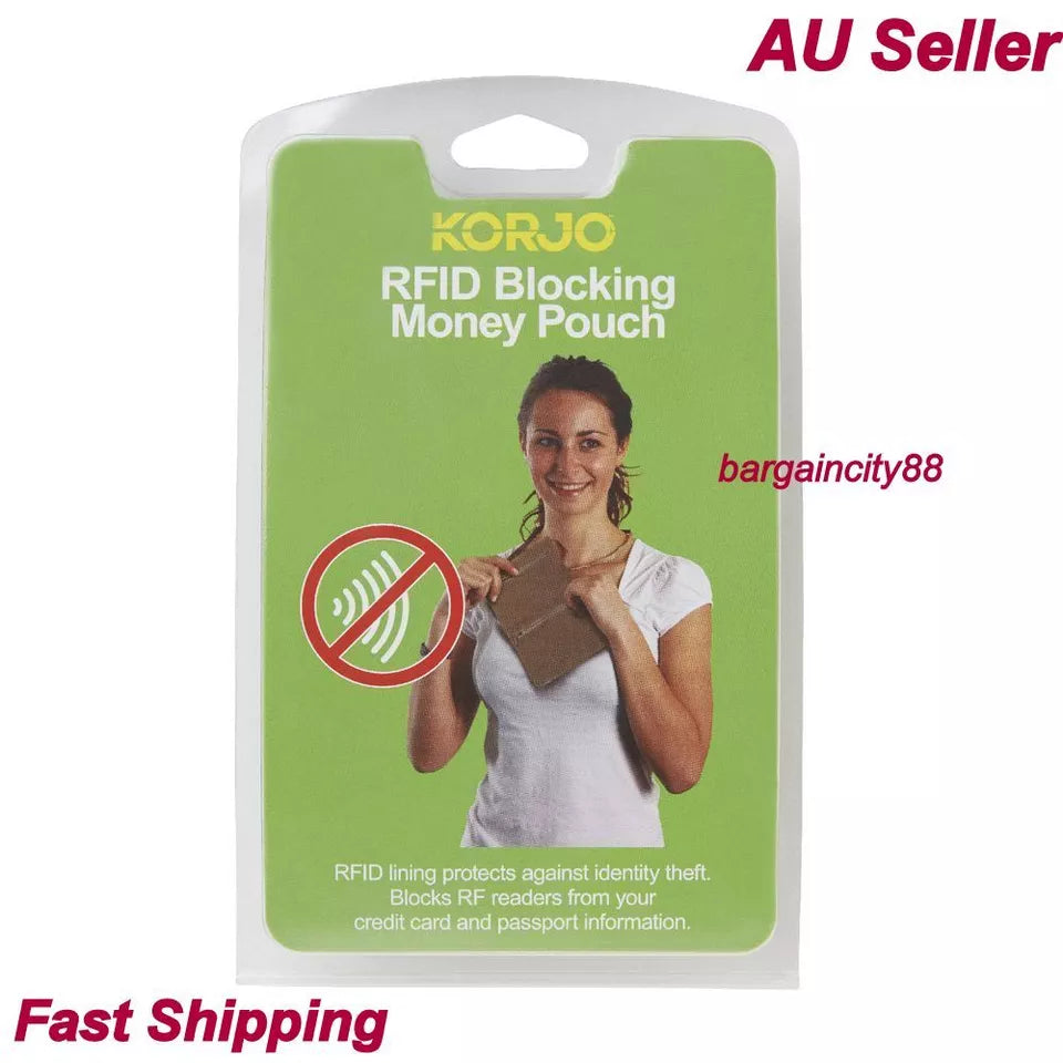 Korjo RFID Blocking Money Pouch Neck Travel Wallet Bag Passport Card Holder