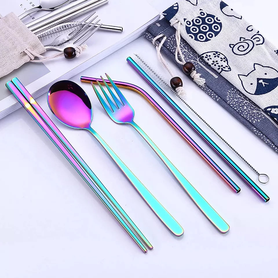 9pcs Premium Stainless Steel Cutlery Travel