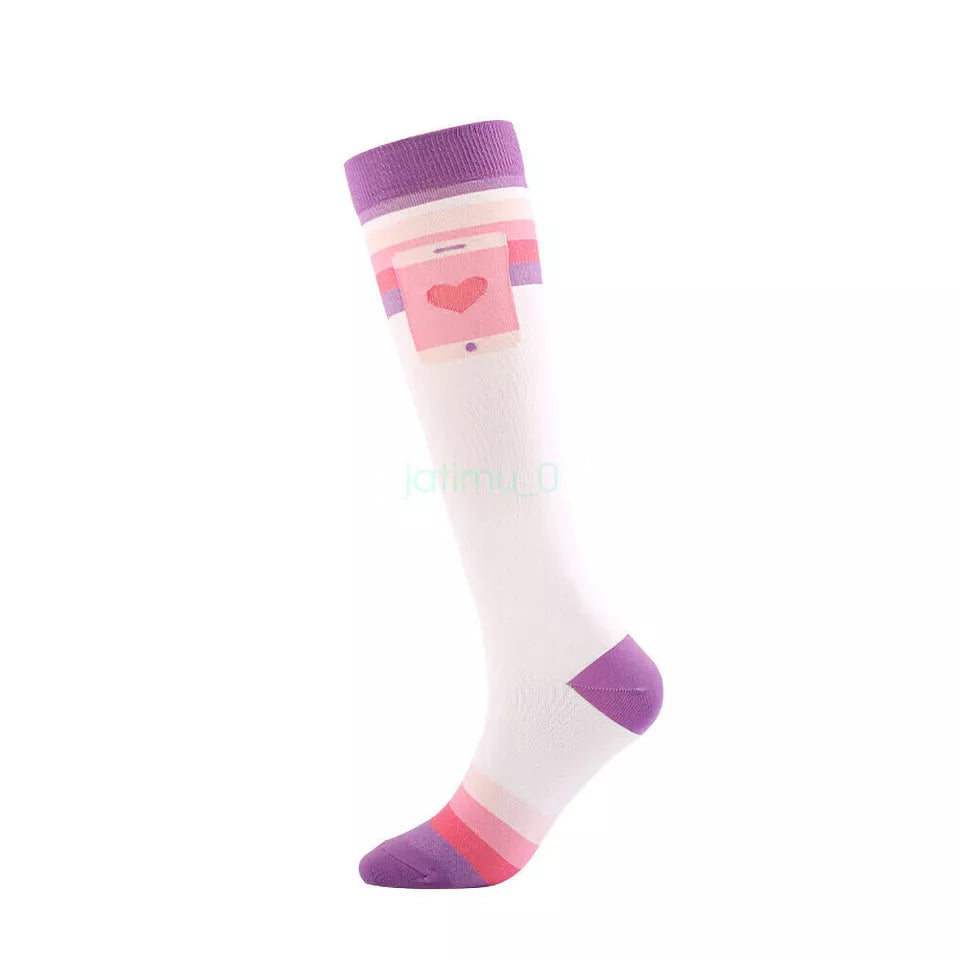 White Heart Unisex Compression Medical Socks