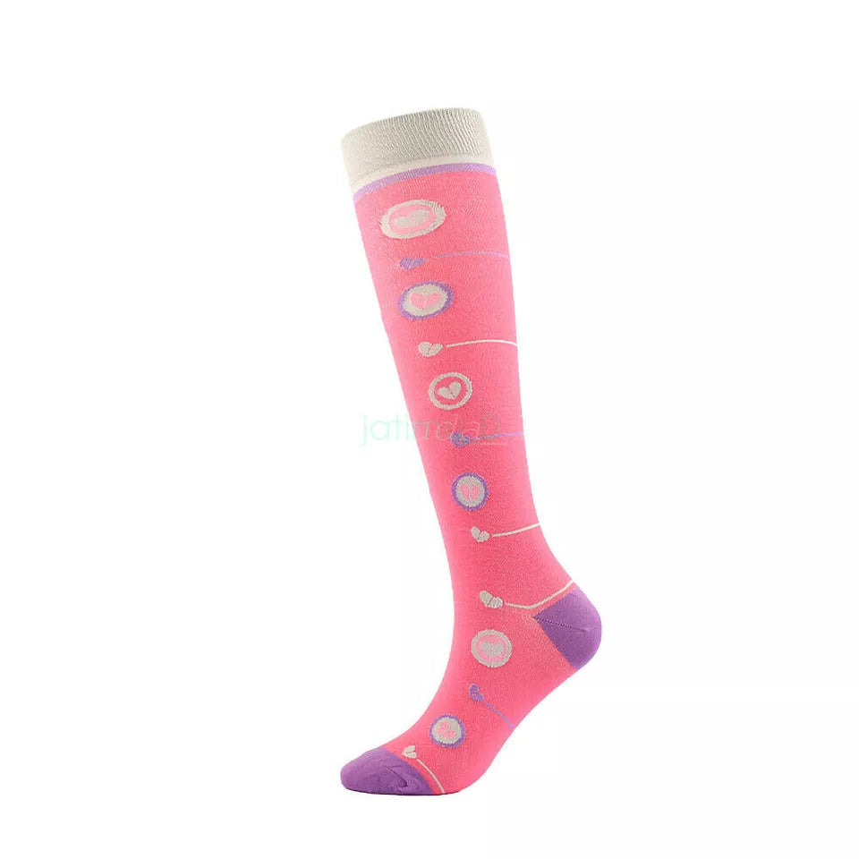 Red Heart Striped Unisex Compression Medical Socks