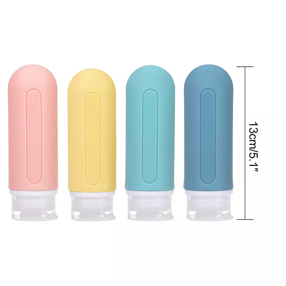 4x Travel Bottles 90ml Silicone Travel Squeeze Bottles Toiletries Container Sets