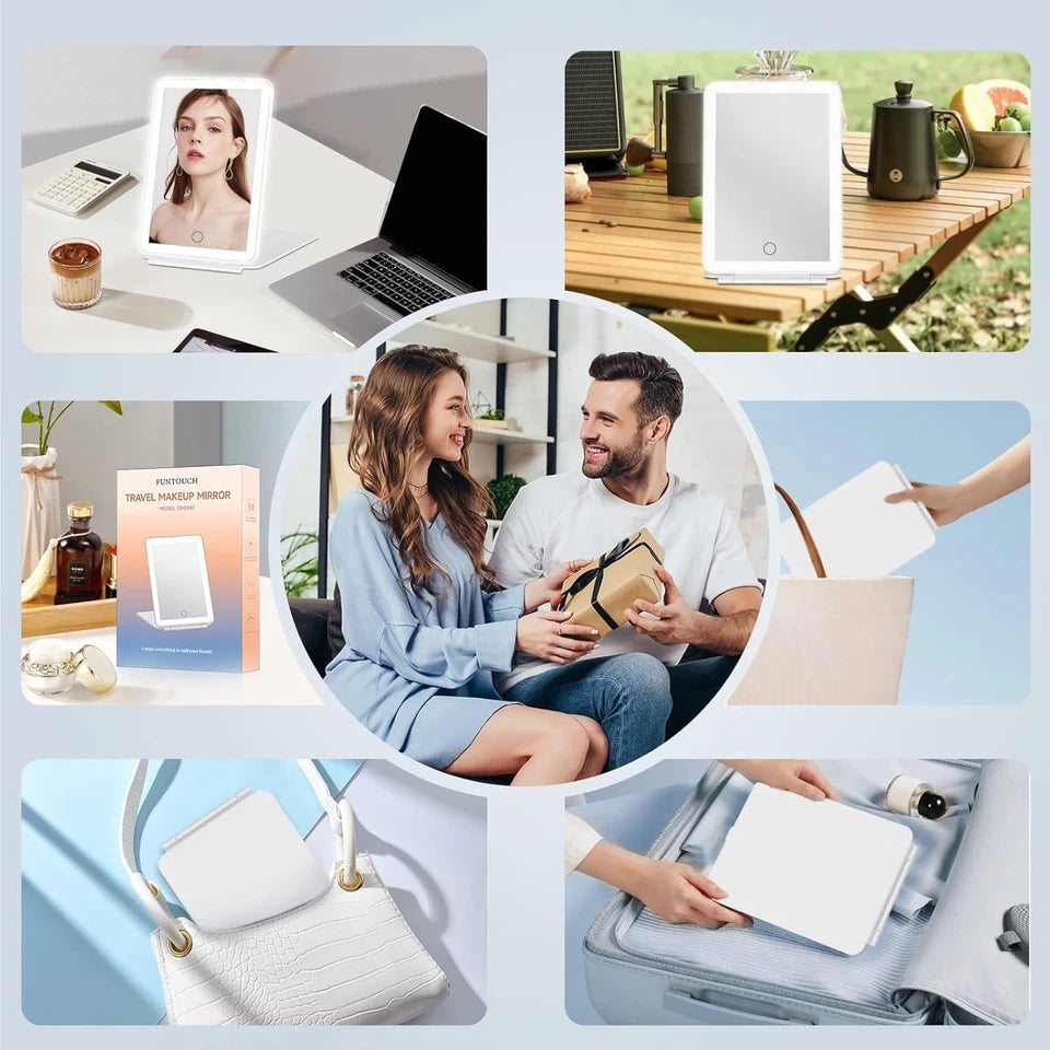 Rechargeable Travel Makeup Mirror with 72 LED Lights & 3 Light Modes