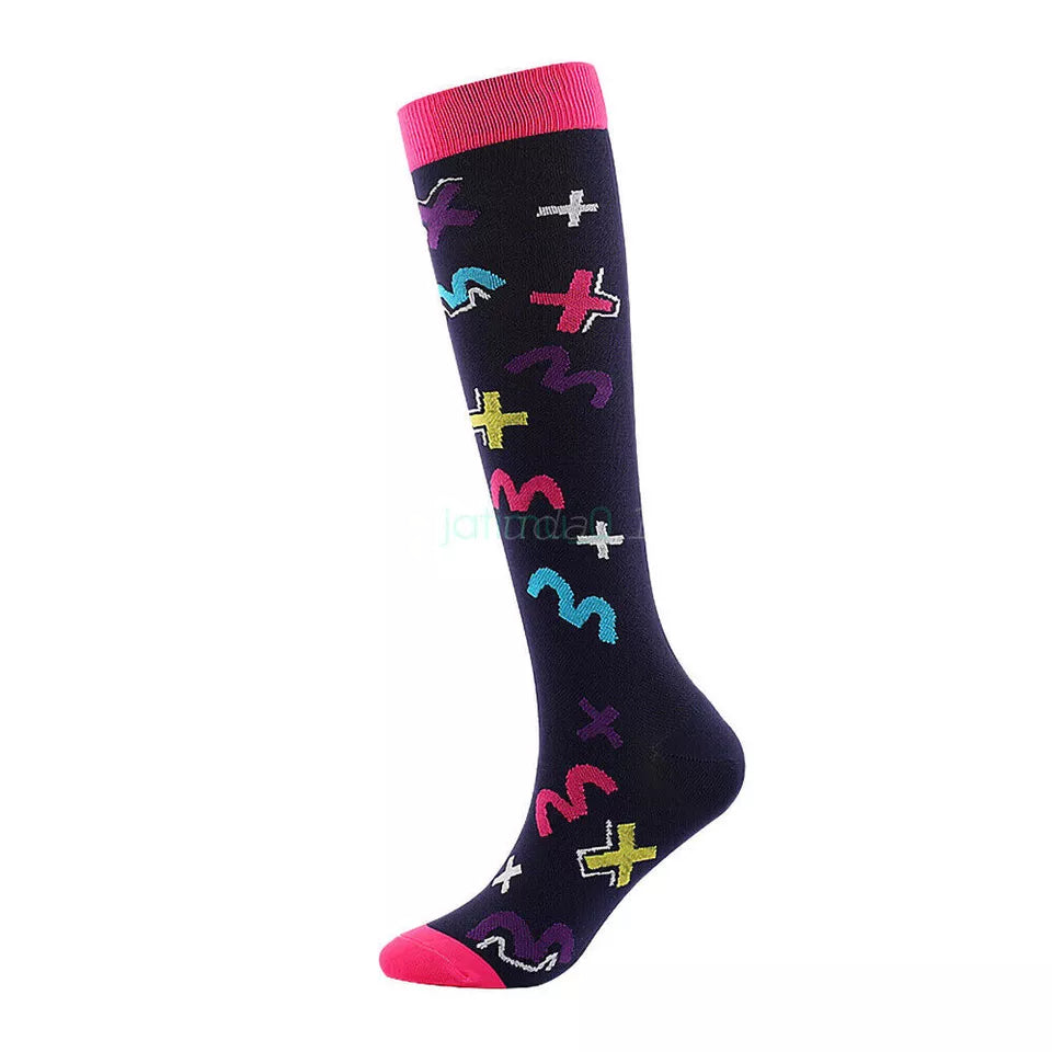 Black Letters Unisex Compression Medical Socks