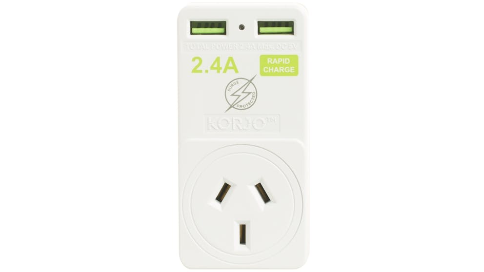 Korjo 2 port USB charger and adaptor For USA and Canada