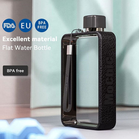 A5 Flat Water Bottle for Warm Drink ( Black )