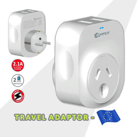 Sansai Travel Adaptor 2 X USB - Europe