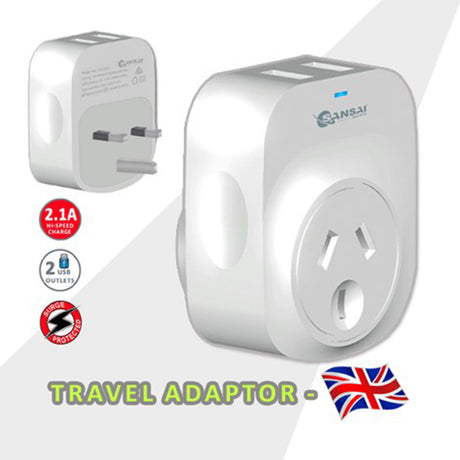 2X Sansai Travel Adaptor 2 X USB - UK