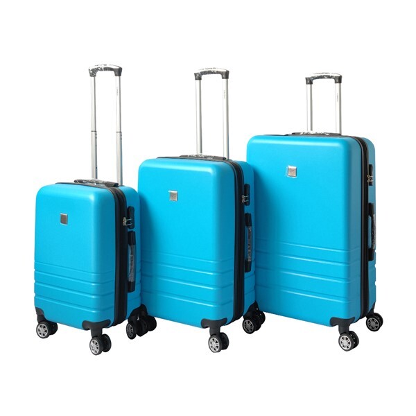 Expandable ABS Luggage Set | Aqua | Durable Travel Suitcase with Code Lock
