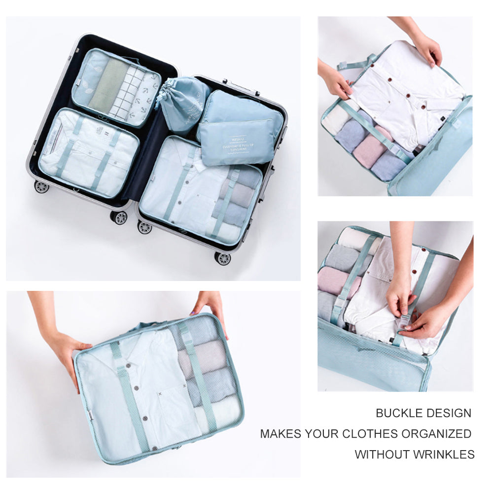 6 Pcs Waterproof Compression Packing Cubes Large Travel Luggage Organizer Storage (Grey)