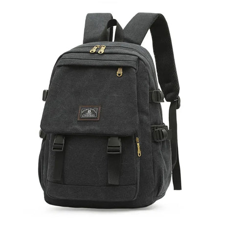 Unisex Black Canvas Backpack | Waterproof & Durable Outdoor Rucksack
